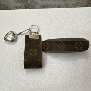 Upcycled LV keychain and Large HairClip Set